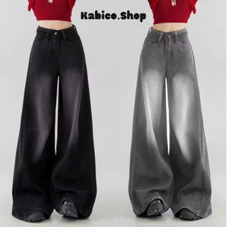 Quần jeans ống rộng suông Unisex kabico Cạp Cao Tôn Dáng màu Đen Wash, Quần bò jean Ống suông siêu tôn dáng Calem.Club