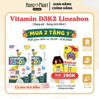  Combo 2 Lineabon D3K2 10ml xịt hộp 10ml - Vitamin tăng chiều cao cho bé chính hãng 