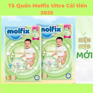 (MẪU MỚI )Tã/bỉm quần thiên nhiên Molfix gói cực đại tiết kiệm đủ size M76/L68/XL62/XXL56