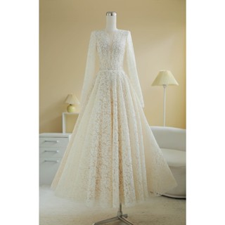 SÒ VINTAGE - OLIANA đầm ren cao cấp tay dài dáng xòe lót lưới