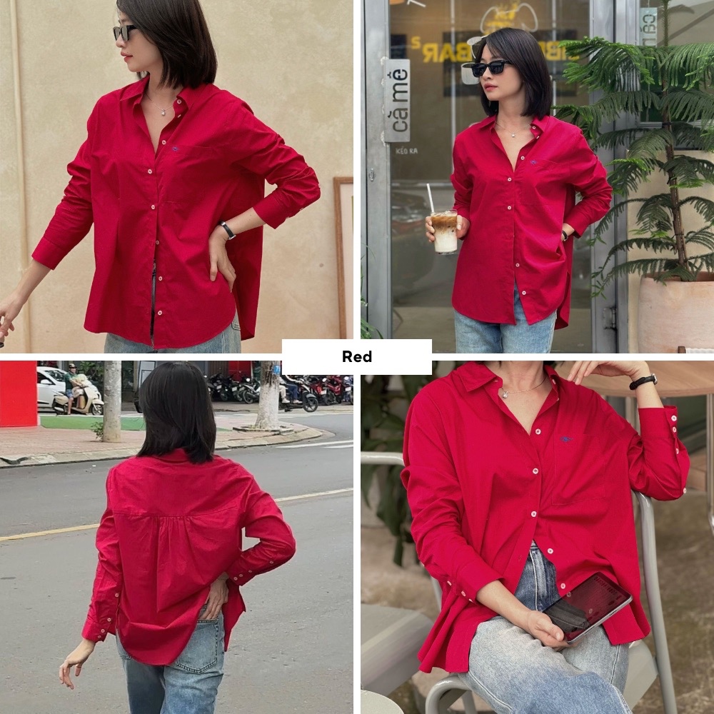 TheBlueTshirt - Áo sơ mi dài tay phom rộng nhiều màu cho nữ - The New Pocket Oversize Shirt - Women | BigBuy360 - bigbuy360.vn