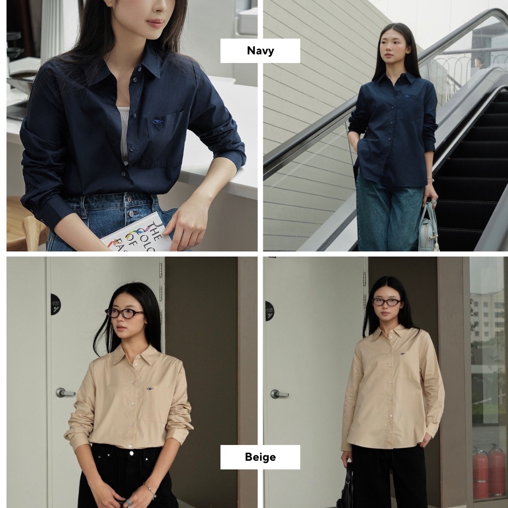 TheBlueTshirt - Áo sơ mi dài tay phom rộng nhiều màu cho nữ - The New Pocket Oversize Shirt - Women | BigBuy360 - bigbuy360.vn