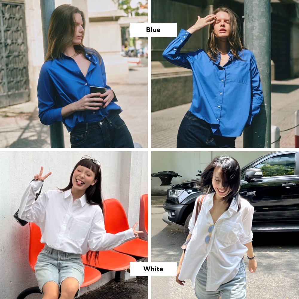TheBlueTshirt - Áo sơ mi dài tay phom rộng nhiều màu cho nữ - The New Pocket Oversize Shirt - Women | BigBuy360 - bigbuy360.vn