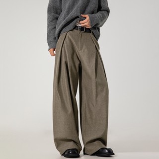 Quần tây ống rộng nam quần âu ống suông xếp ly chéo phong cách hàn quốc MK2471