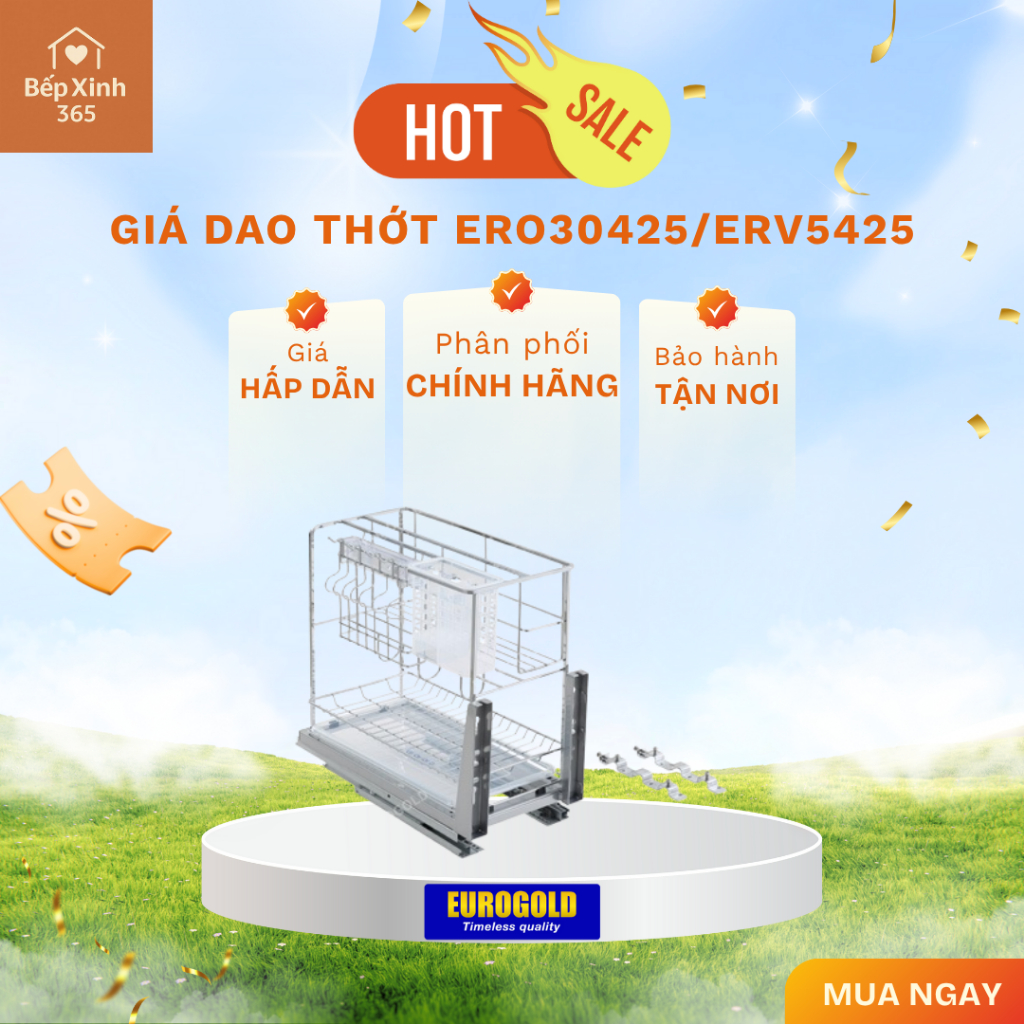 Kệ Dao Thớt Eurogold ERO30425/ERV5425 Đa Năng Inox 304 Cao Cấp Cho Tủ Bếp Dưới