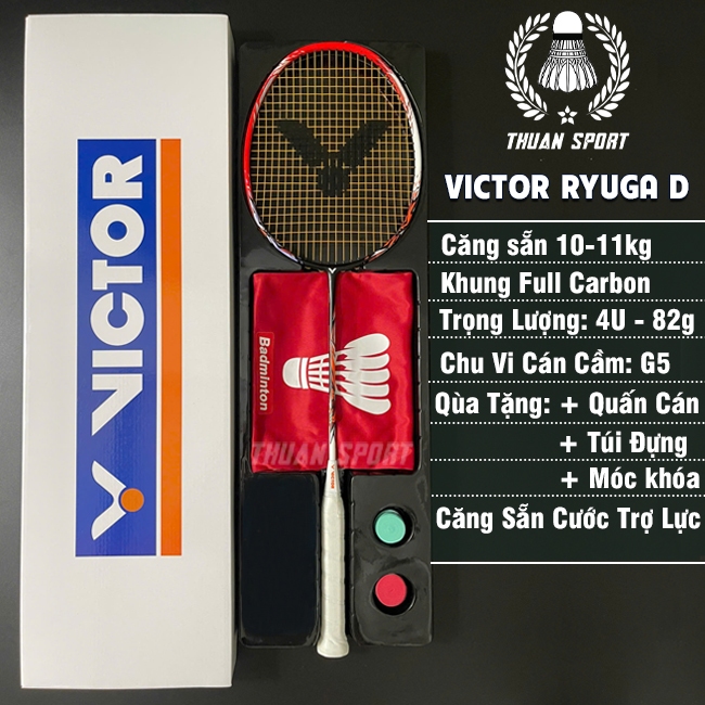 Vợt cầu lông Victor Thruster Ryuga D Full hộp căng sẵn cước trợ lực 11kg tặng kèm quấn cán túi đựng 