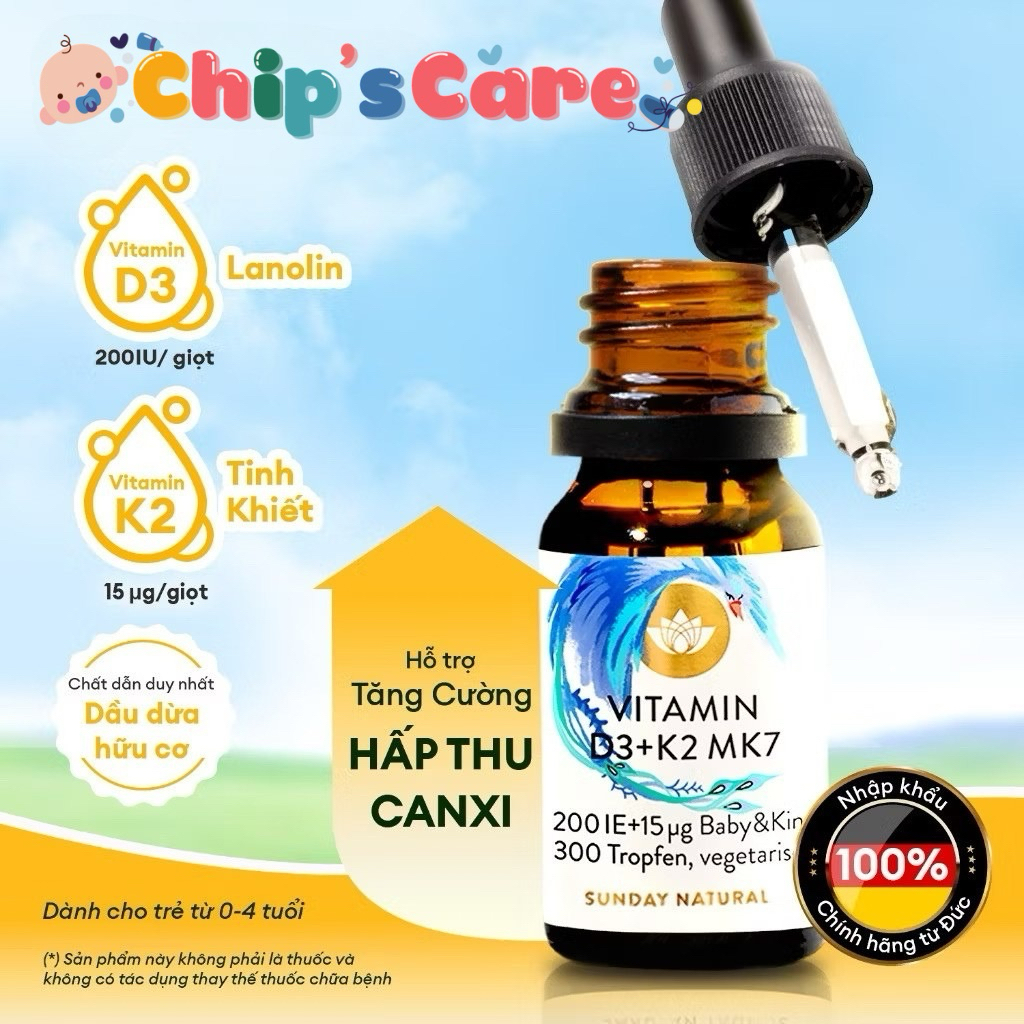 Vitamin D3k2 D3 K2 MK7 Sunday Natural (nhập khẩu) - MẪU MỚI