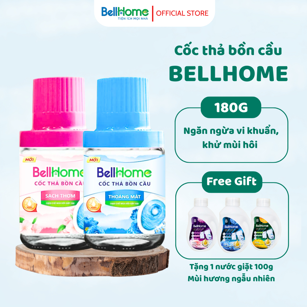 Cốc thả bồn cầu BellHome 200G Khử mùi Diệt khuẩn Vệ sinh tự động Hương sả thơm ngát 90 ngày