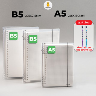 [Giảm 5K Đơn 30K] Sổ Còng Binder A5 B5 8 Còng Kèm Ruột Giấy Refill, Bìa Sổ Còng Làm Sổ Tay, Sổ Ghi Chép