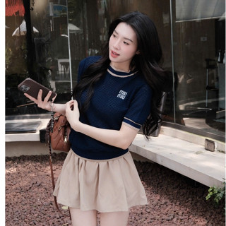 set đồ nữ sang chảnh,đồ bộ nữ đồ mặc nhà MẪU MỚI RA MẮT bộ len lưới miu phối chân váy thô xòe ue189