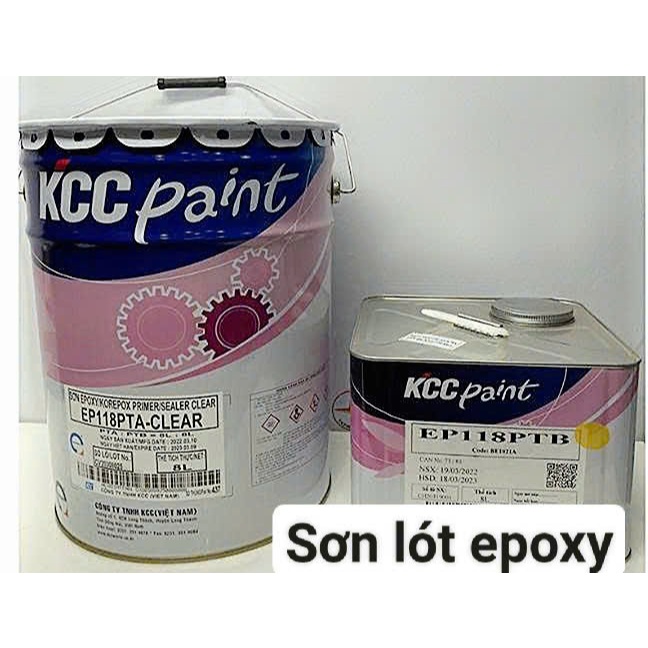 SƠN LÓT EPOXY KCC EP118 CHO BÊ TÔNG SẮT THÉP 16L/Bộ