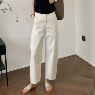  Quần Kaki Suông Nữ Lưng Cao Ống Đứng Form Rộng Basic Thoải Mái Phong Cách Minimalist Mùa Thu Đông Noiree - NQ156 