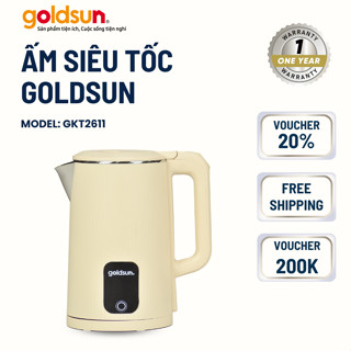 Ấm siêu tốc Goldsun GKT2611 Công suất 1500W Dung tích 1.8L Vỏ 2 lớp siêu an toàn trẻ trung trang nhã