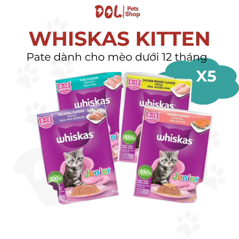 Combo 5 Gói Pate Cho Mèo Con Whiskas Kitten 80Gr