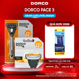 Combo Dao Cạo Râu Hàn Quốc 4 Lưỡi DORCO PACE 4 - FRA1001-PT & FRA1040-B - Gồm 1 Cán Dao và 5 Đầu Cạo