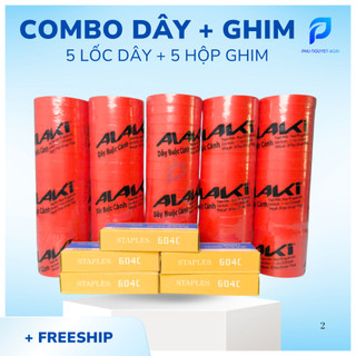 Combo 5 lốc dây 100 cuộn + 5 hộp 10.000 ghim, phụ kiện cho kìm buộc cây leo
