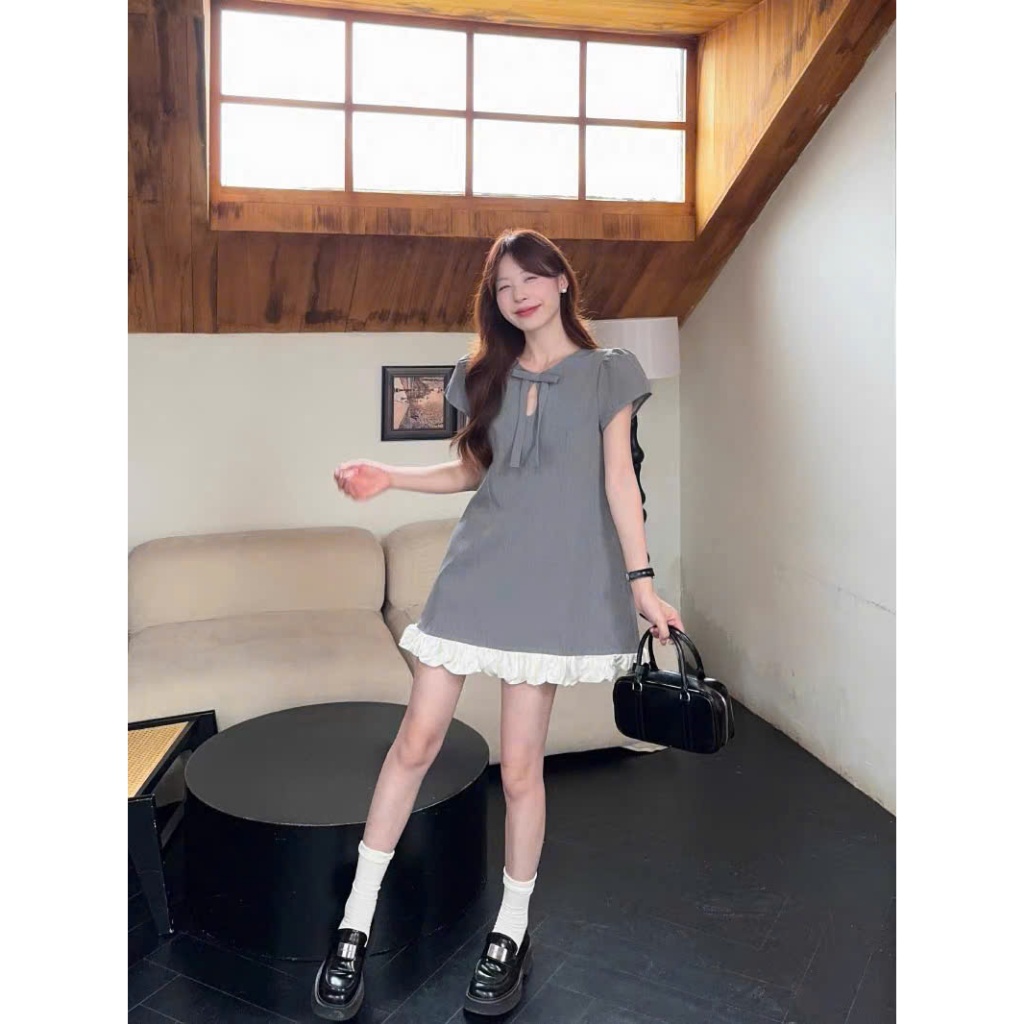 (Hàng Shop): Váy Linen Tay Cộc Đính Nơ Nhúm Bèo 4 Màu Dáng Xuông Siêu Xinh , Mẫu Bánh Bèo Tiểu Thư ,Váy Đi Cafe , Chơi | BigBuy360 - bigbuy360.vn