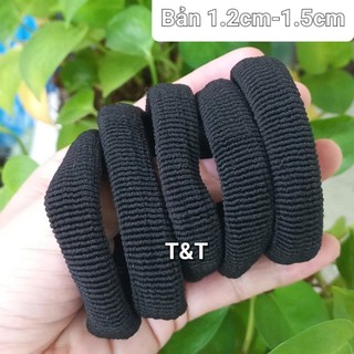 Túi 20 dây cột tóc trơn màu đen (bản 1.2cm-1.5cm)