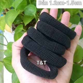 Túi 20 dây cột tóc trơn màu đen (bản 1.2cm-1.5cm)