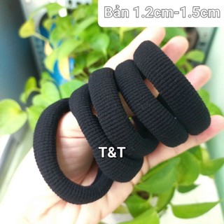 Túi 20 dây cột tóc trơn màu đen (bản 1.2cm-1.5cm)