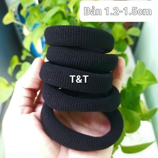 Túi 20 dây cột tóc trơn màu đen (bản 1.2cm-1.5cm)