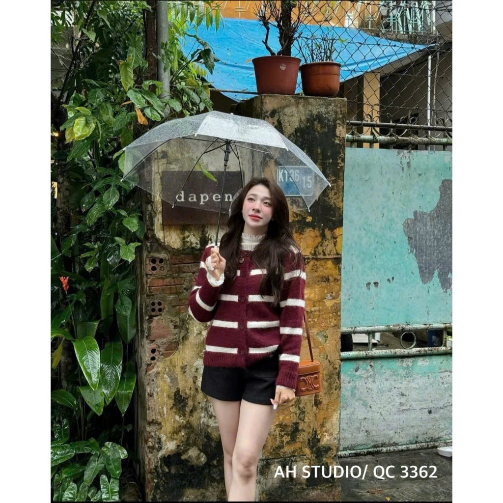 Áo Len Cardigan Nữ Kẻ Sọc Form Rộng Dáng Suông, Áo Khoác Len Cài Nút Dài Tay Basic Hàn Quốc | BigBuy360 - bigbuy360.vn