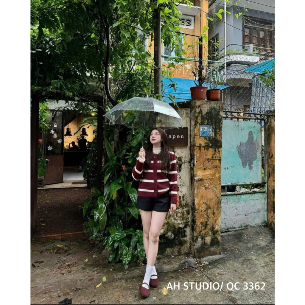 Áo Len Cardigan Nữ Kẻ Sọc Form Rộng Dáng Suông, Áo Khoác Len Cài Nút Dài Tay Basic Hàn Quốc | BigBuy360 - bigbuy360.vn