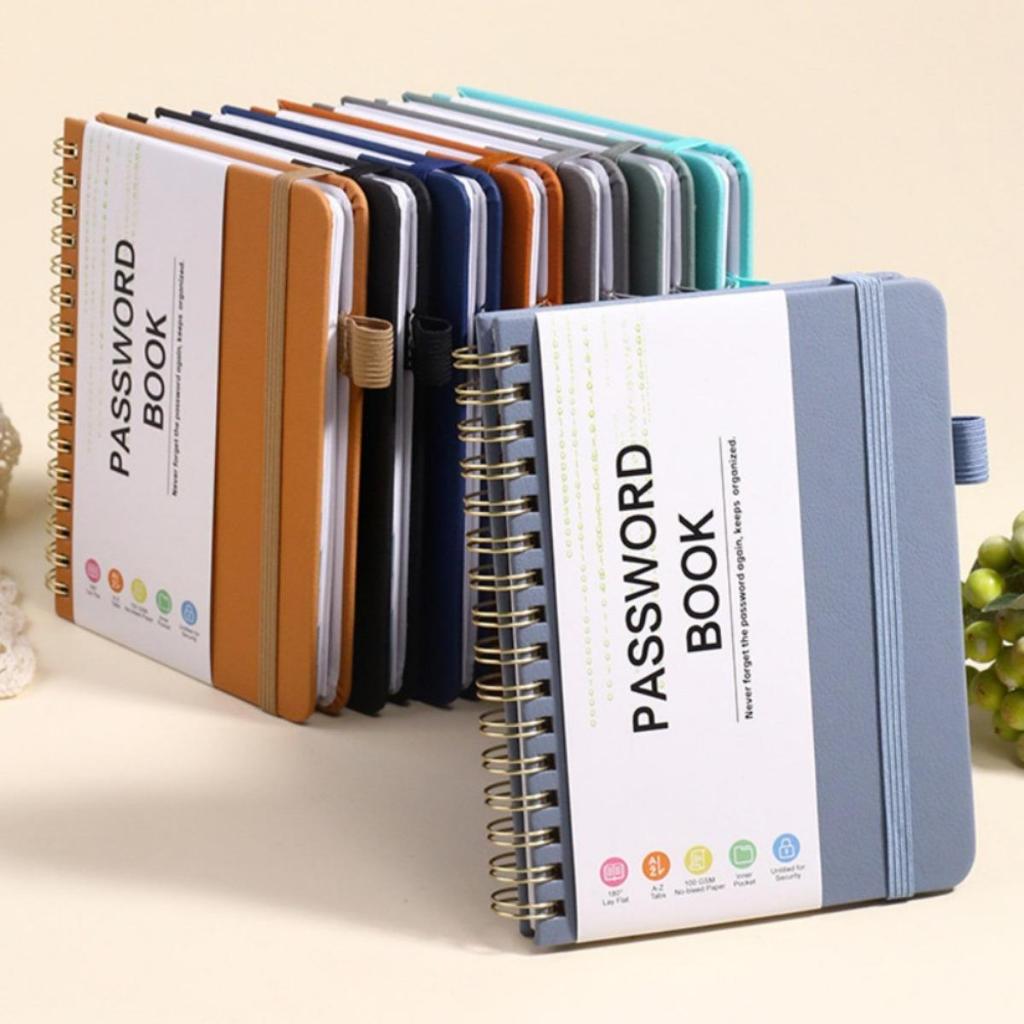 Sổ Tay Xoắn Ốc A6 Password Book Strap Website, Tên Người Dùng, Sổ Tay Ghi Lại Mật Khẩu 56 Tờ Sổ Lưu 