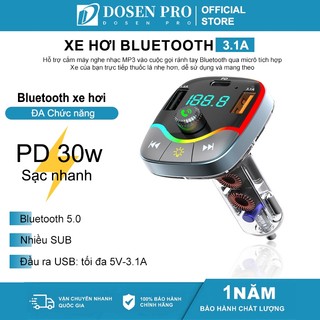  DOSEN Pro 30W PD USB Type C Sạc Nhanh Xe Sạc Bluetooth 5.0 Bộ Phát Bluetooth Xe Hơi Xe Hơi Mp3 Player rảnh tay 