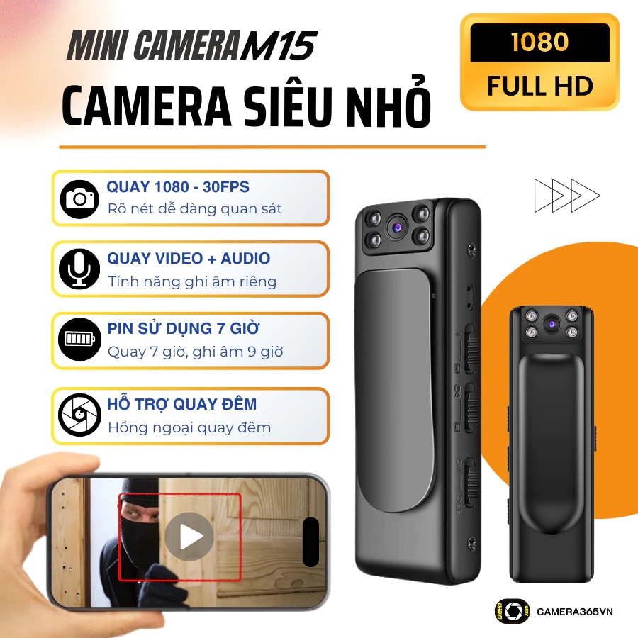 Camera Hành Trình 1080 HD Quay Hồng Ngoại Quay Đêm Giấu Mắt, Ghi Âm, Kẹp Áo Camera Không Dây Nhỏ Gọn