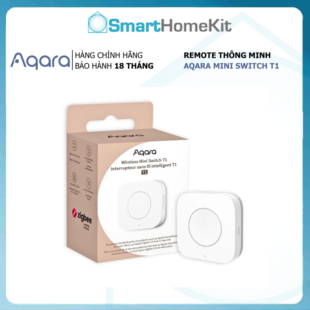 Nút nhấn không dây Aqara Mini Switch Wireless T1 Zigbee 3.0 - tương thích Aqara Home WB-R02D