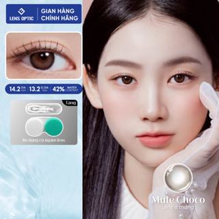 Kính áp tròng 6 tháng Hera Mute Choco lens có độ cận màu nâu chocolate 14.2 chính hãng Lens Optic