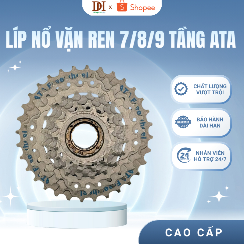 Líp NỔ vặn ren 7/8/9 tầng thương hiệu ATA, líp nổ xe đạp thể thao dành cho may ơ vặn ren, líp xe đạp