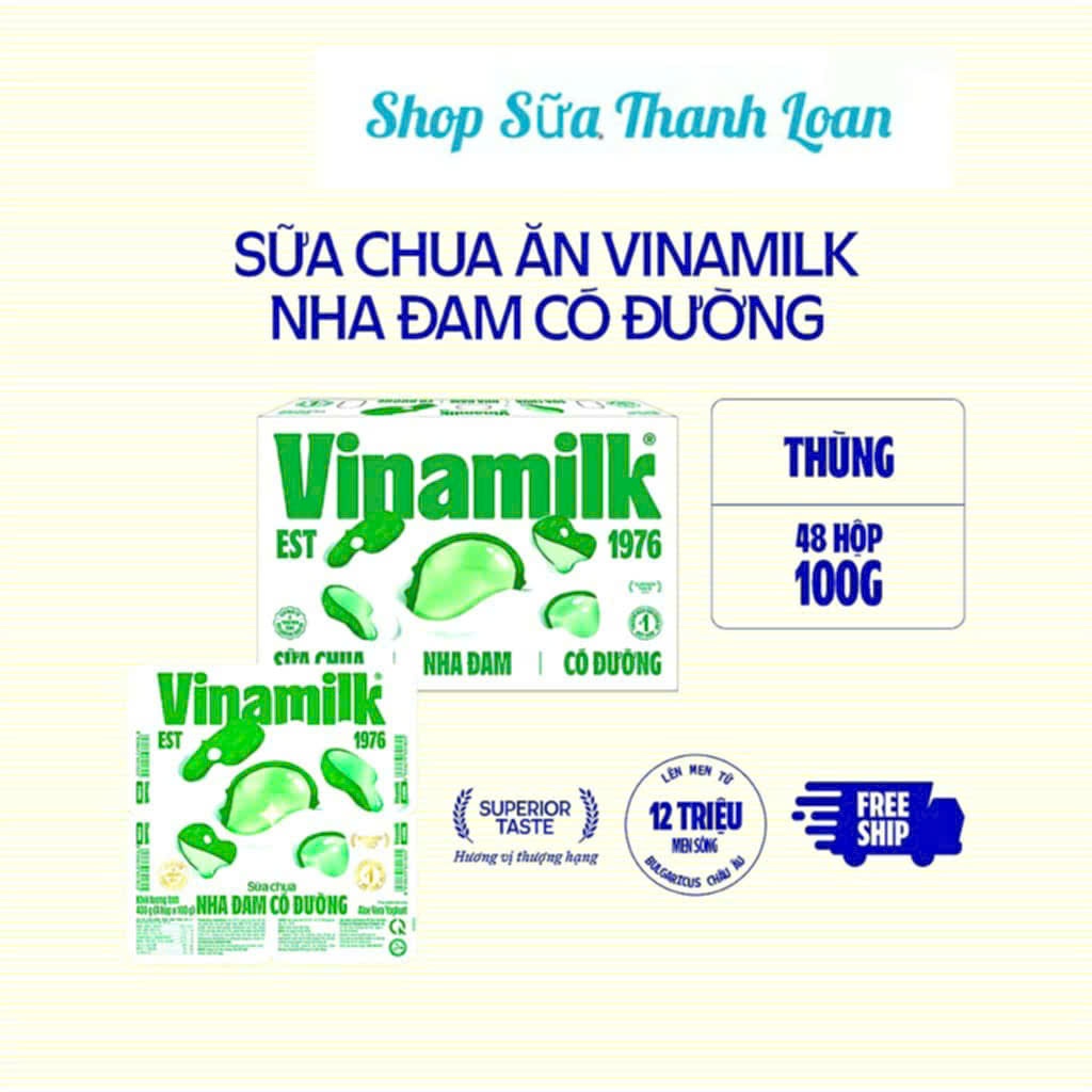 (GIAO HỎA TỐC) Thùng 48 Hộp Sữa Chua Ăn Vinamilk Vị Nha Đam 100g.