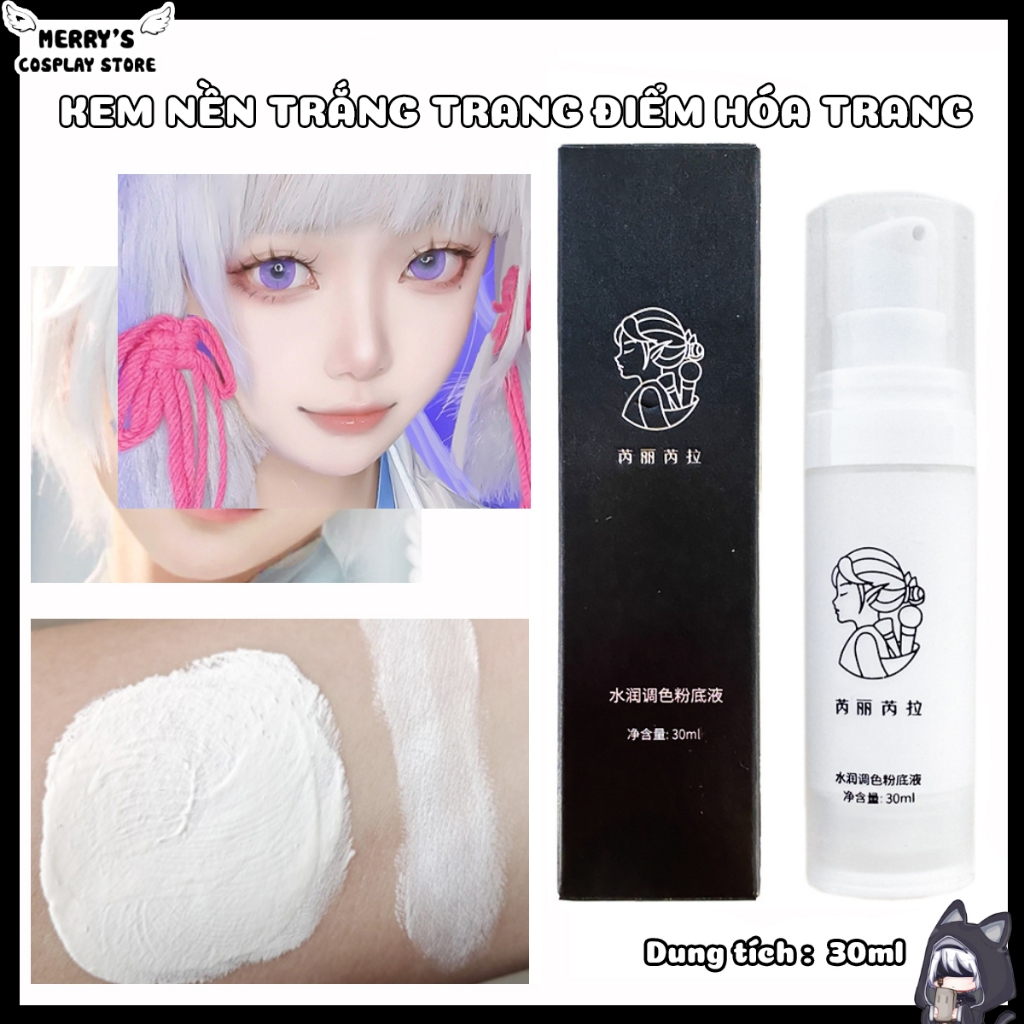  Kem Nền Dạng Lỏng Màu Trắng Matte 30ml Trang Điểm Mặt và Body Hỗ Trợ Hóa Trang Cosplay Biểu Diễn Haloween 