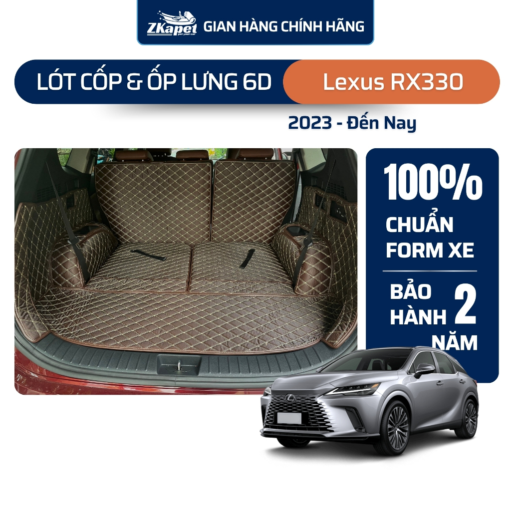 Thảm lót cốp và ốp lưng ghế 6D Lexus RX300, RX330, RX350 2023 - Đến Nay ZKAPET (5 chỗ)