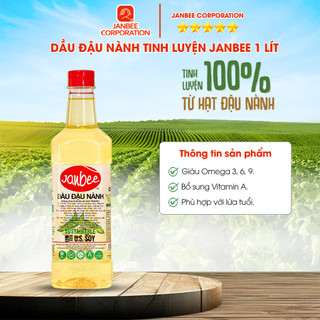 Dầu Đậu Nành Janbee Chai 1 Lít Nguyên Chất 100%, Không Trans Fat