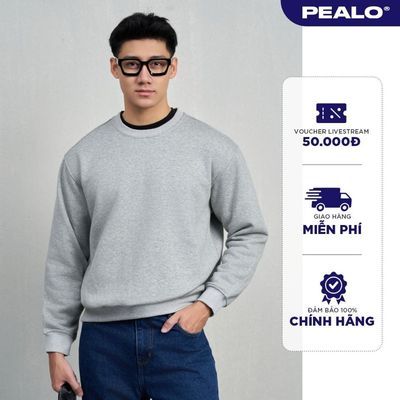 Áo Sweater PEALO Form Rộng Unisex Chất Nỉ Bông Cao Cấp Trơn Cổ Tròn Dài Tay Thời Trang Trẻ Trung Hot Trend SPT5