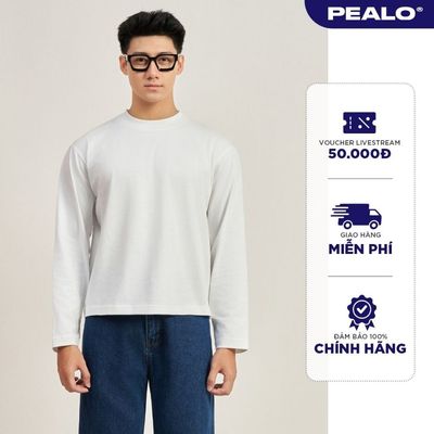 Áo thun cổ tròn dài tay PEALO form boxy cotton 250gsm cao cấp SPT4