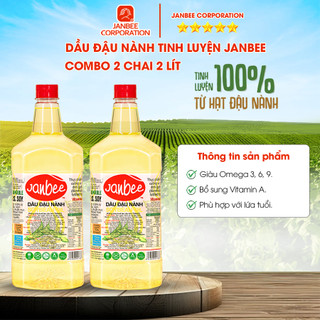 Dầu Đậu Nành Janbee - Combo 2 chai 2 Lít - Nguyên Chất 100%, Không Trans Fat