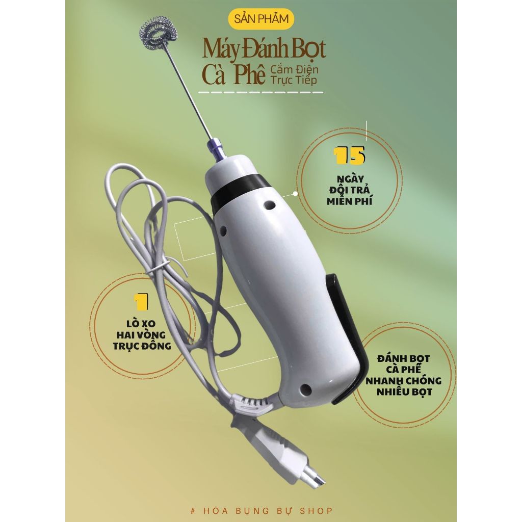 Máy Đánh Bọt Cafe, Tạo Bọt Sữa, Đánh Kem Trứng , - Cắm Điện Trực Tiếp 1 , 2 Vòng Lò Xo