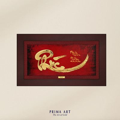 Tranh treo tường Mỹ Nghệ Phủ Vàng 24K PRIMA ART Chữ Phúc Thư Pháp - Size 18x30 cm - CGS-0578-05