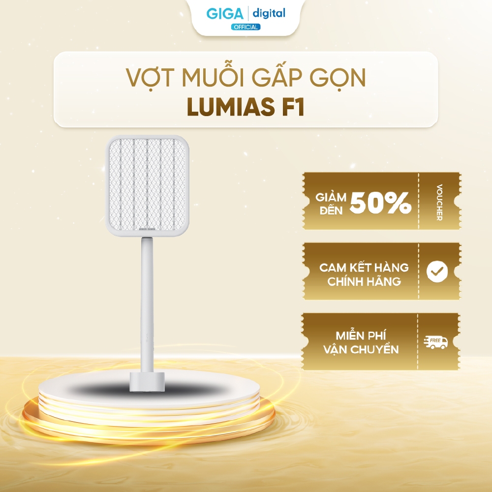 Vợt bắt muỗi gấp gọn Lumias F1 - 3500V, 1200mAh - Đèn LED ánh sáng tím bẫy muỗi