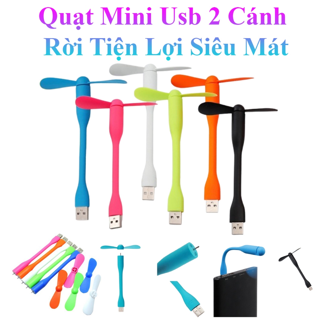Quạt Mini Usb 2 Cánh Rời Tiện Lợi Siêu Mát Nhiều Màu Xinh