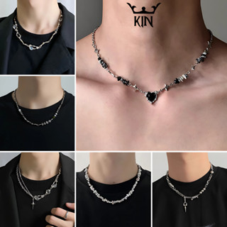  Vòng Cổ Titan Black Pamine Mặt Trái Tim Đính Đá Đen – Dây Chuyền Nam Nữ Layer Phụ Kiện Thời Trang Hàn Quốc Y2K Cá Tính 