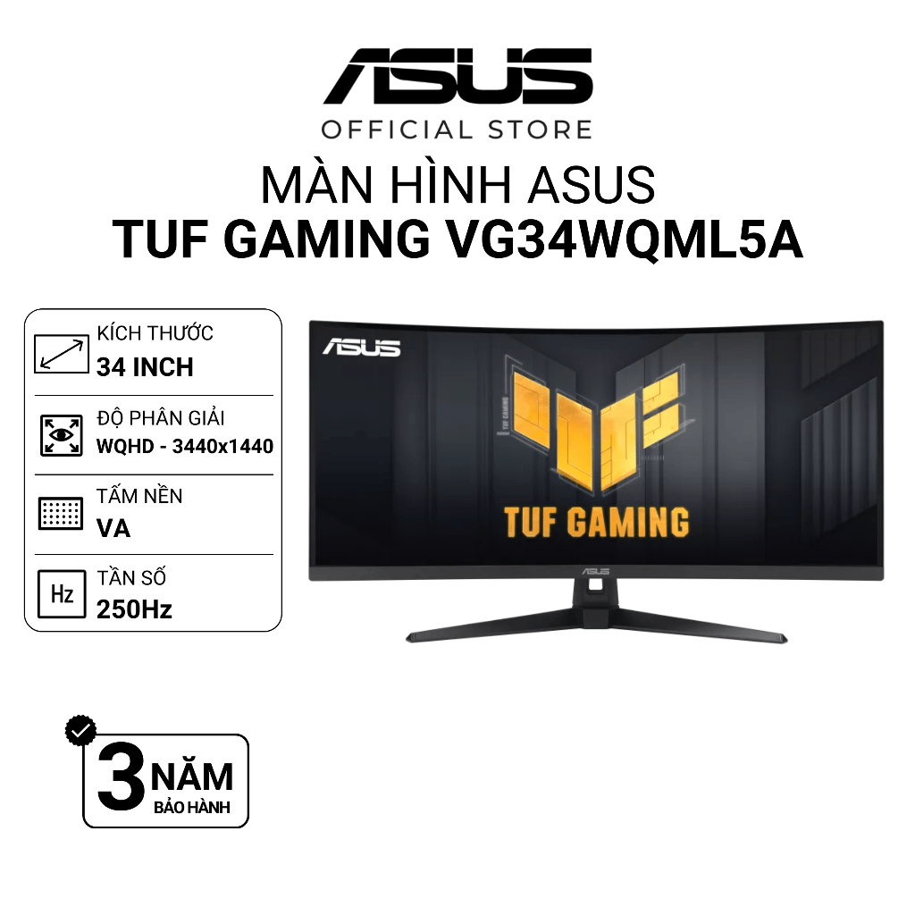 Màn hình Gaming ASUS TUF VG34WQML5A 34 inch | VA | WQHD | 0.5ms | 250Hz | Cong | Speaker