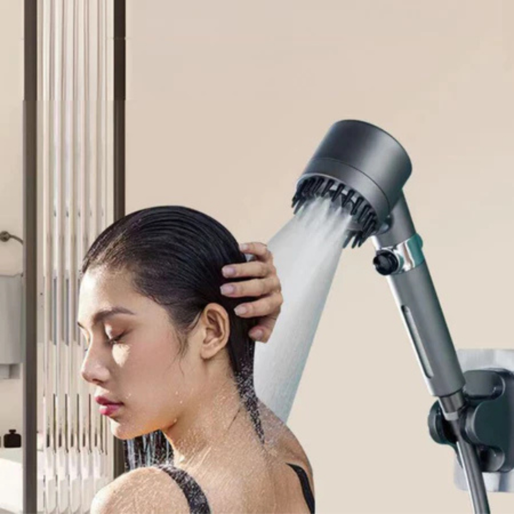 Bộ tay sen massage, vòi sen Tăng Áp mẫu mới 3 chế độ nước kết hợp răng lược silicone gội đầu thư giãn | BigBuy360 - bigbuy360.vn