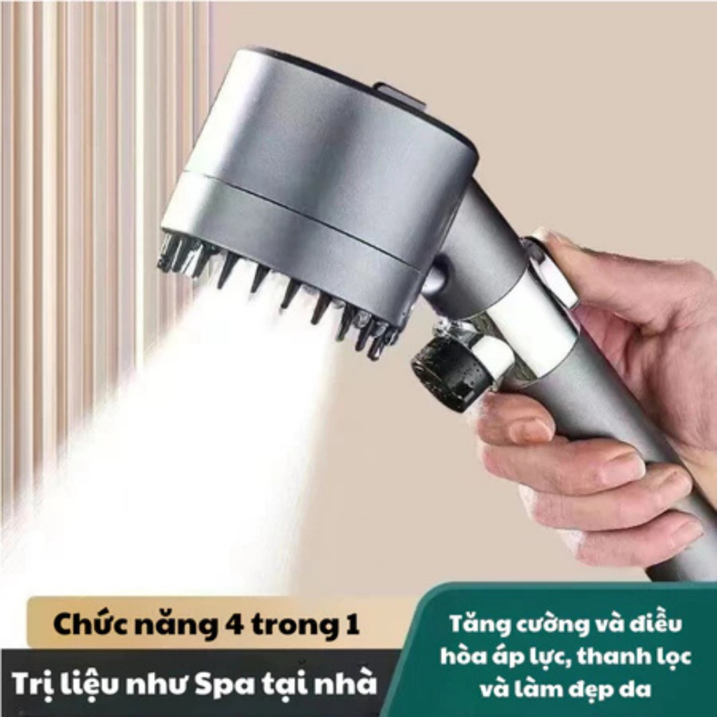 Bộ tay sen massage, vòi sen Tăng Áp mẫu mới 3 chế độ nước kết hợp răng lược silicone gội đầu thư giãn | BigBuy360 - bigbuy360.vn
