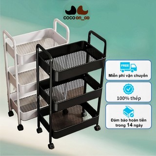  Xe Đẩy Spa có bánh xe Kệ sắt đa năng Xe để đồ 3 tầng Thời trang cao cấp 【100%Thép  