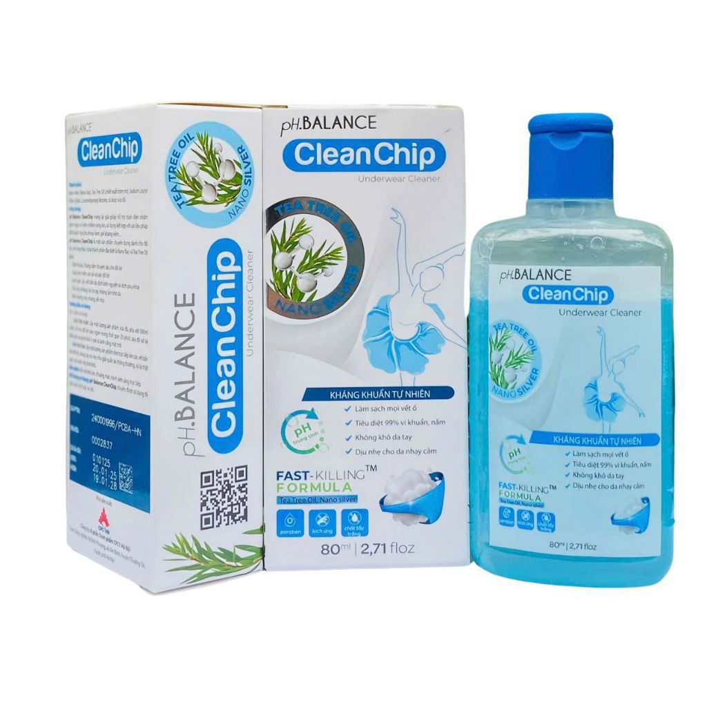 Nước giặt đồ lót pH BALANCE Clean Chip giúp khử mùi, kháng khuẩn an toàn cho da nhạy cảm (Chai 80ml)